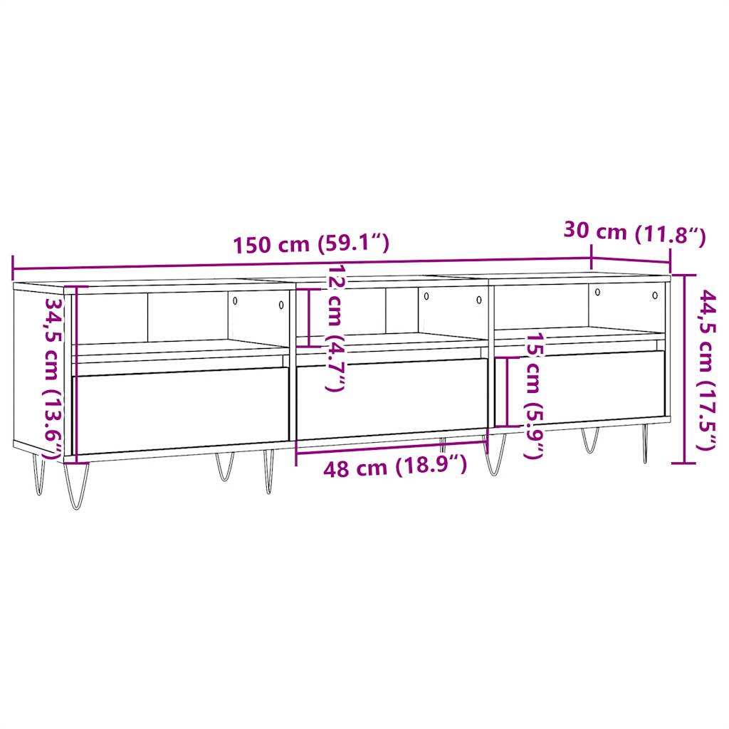 Tv-Benk Gammelt Tre 150X30X44,5 Cm Konstruert Tre