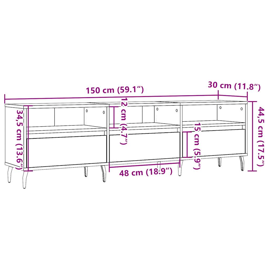 Tv-Benk Artisan Eik 150X30X44,5 Cm Konstruert Tre