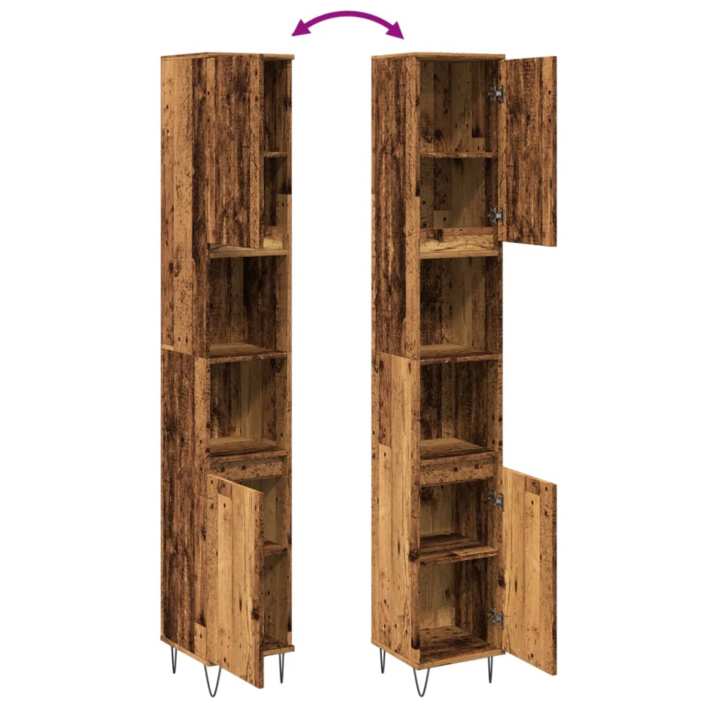 Baderomsskap Gammelt Tre 30X30X190 Cm Konstruert Tre