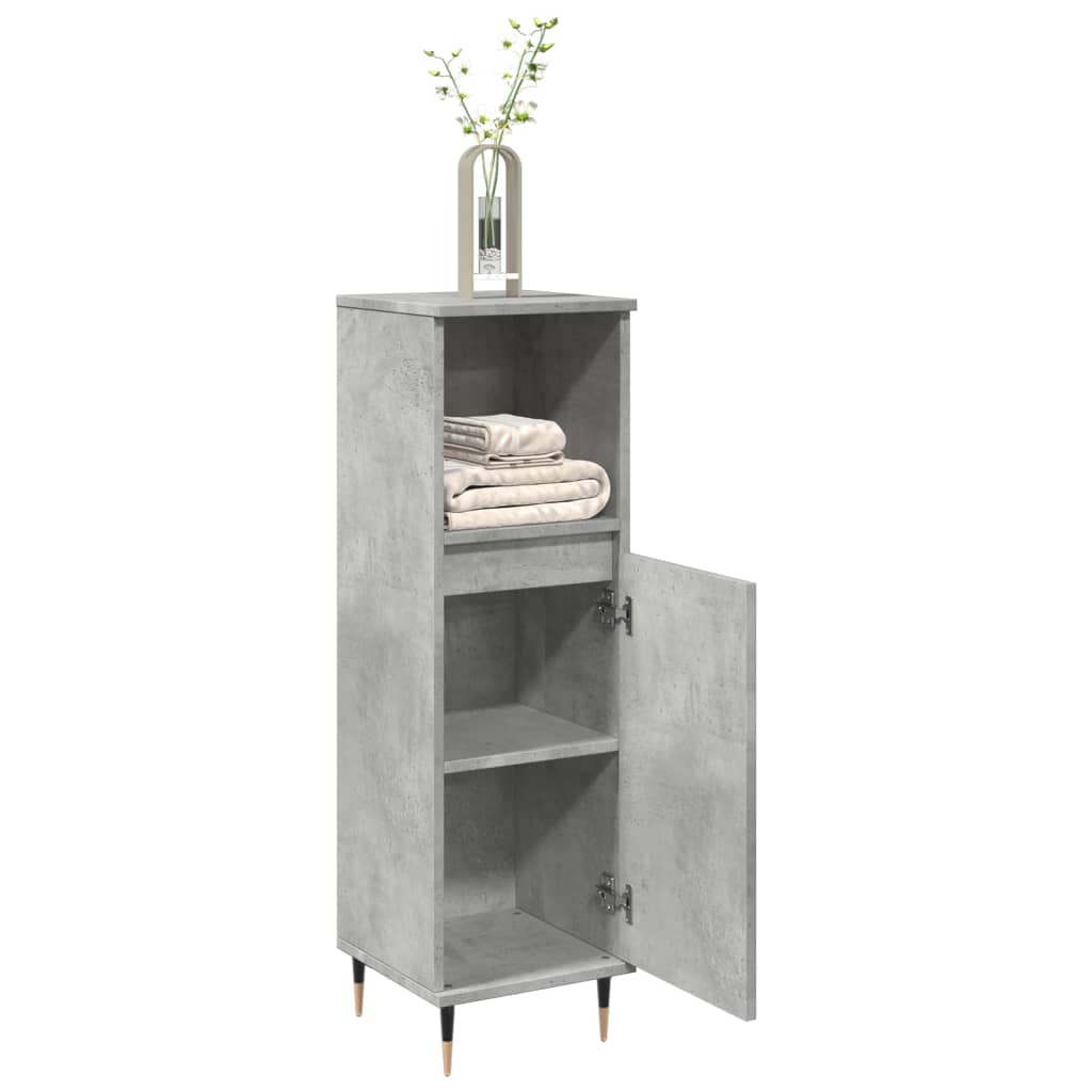 Baderomsskap Betonggrå 30X30X100 Cm Konstruert Tre