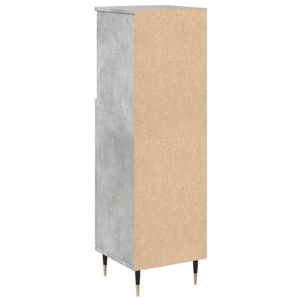 Baderomsskap Betonggrå 30X30X100 Cm Konstruert Tre