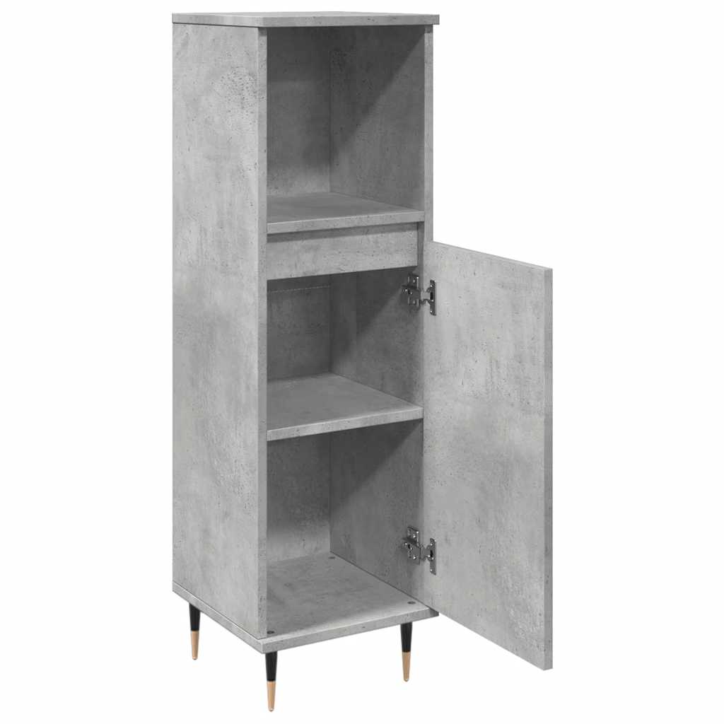 Baderomsskap Betonggrå 30X30X100 Cm Konstruert Tre