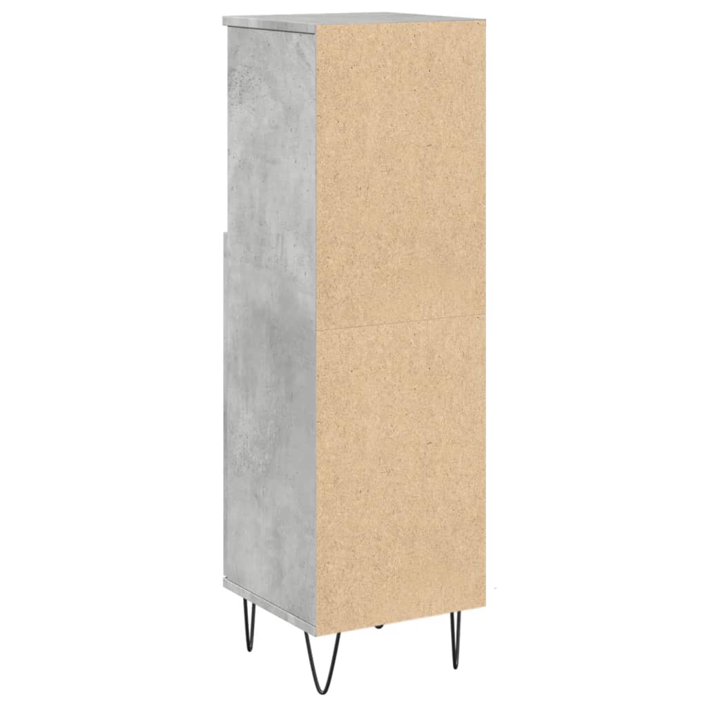 Baderomsskap Betonggrå 30X30X100 Cm Konstruert Tre
