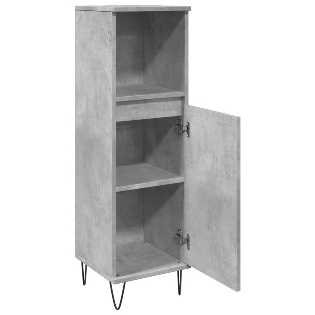 Baderomsskap Betonggrå 30X30X100 Cm Konstruert Tre