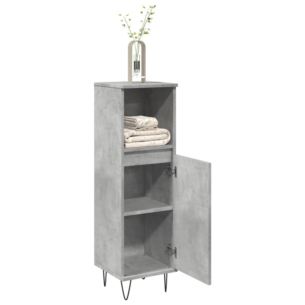 Baderomsskap Betonggrå 30X30X100 Cm Konstruert Tre