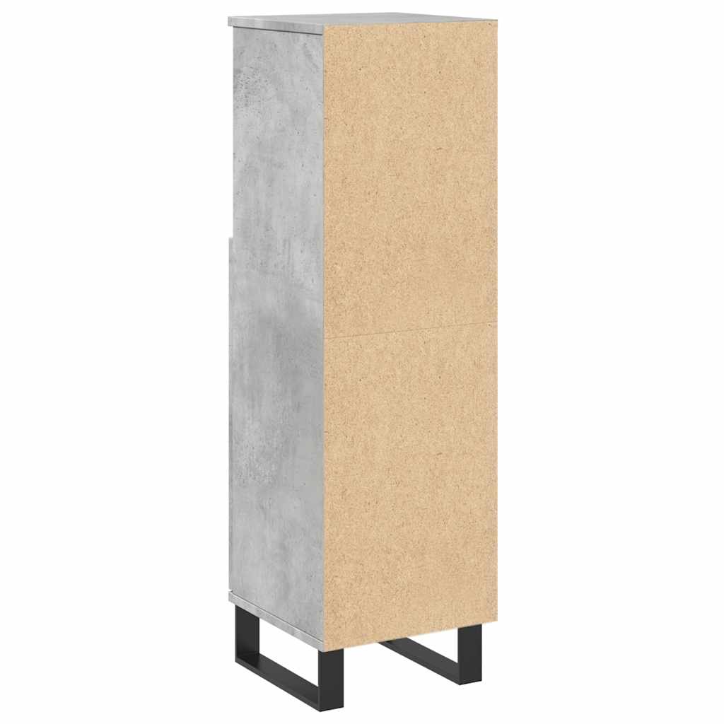 Baderomsskap Betonggrå 30X30X100 Cm Konstruert Tre
