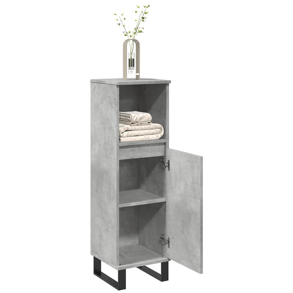 Baderomsskap Betonggrå 30X30X100 Cm Konstruert Tre