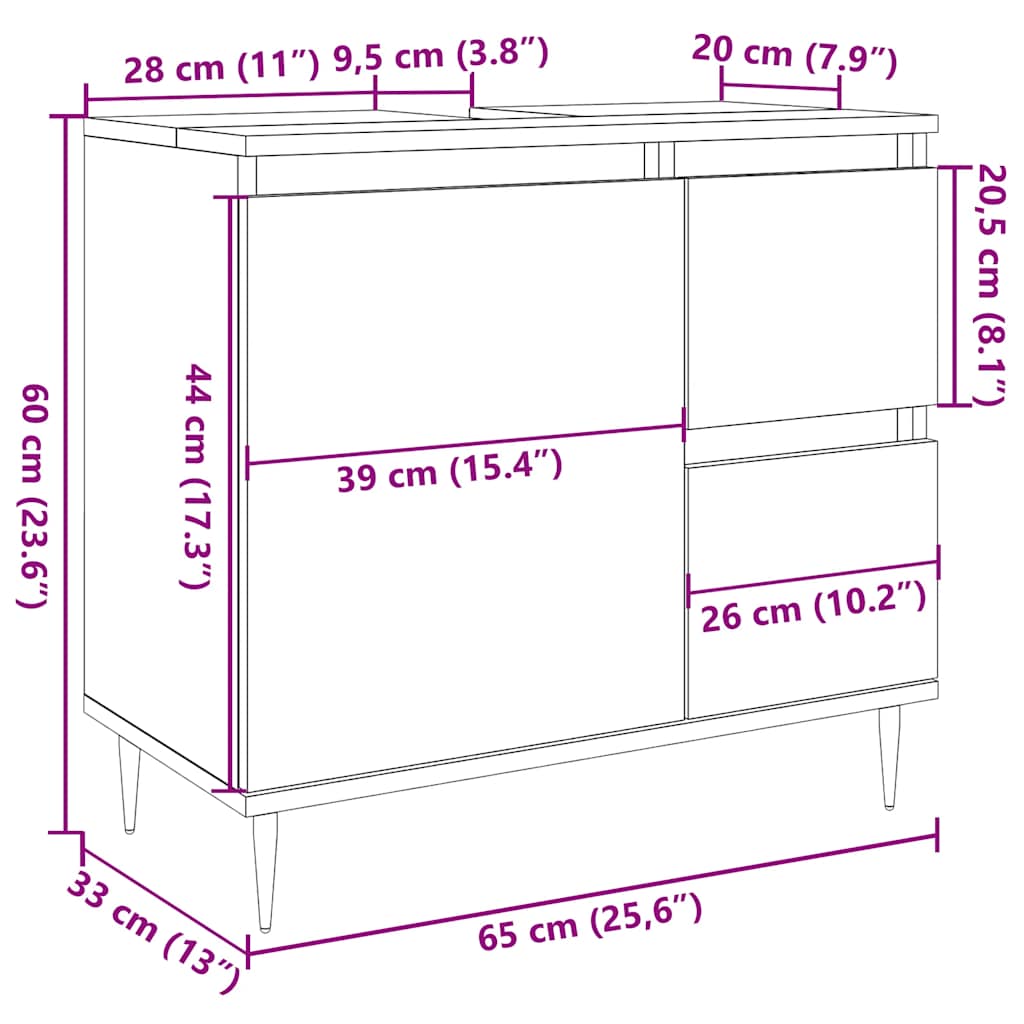 Baderomsskap Gammelt Tre 65X33X60 Cm Konstruert Tre