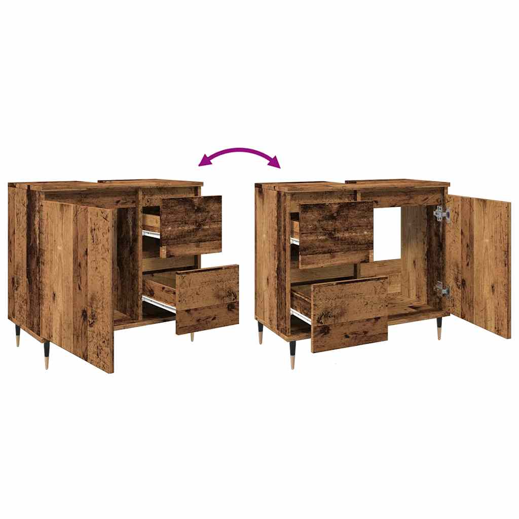 Baderomsskap Gammelt Tre 65X33X60 Cm Konstruert Tre