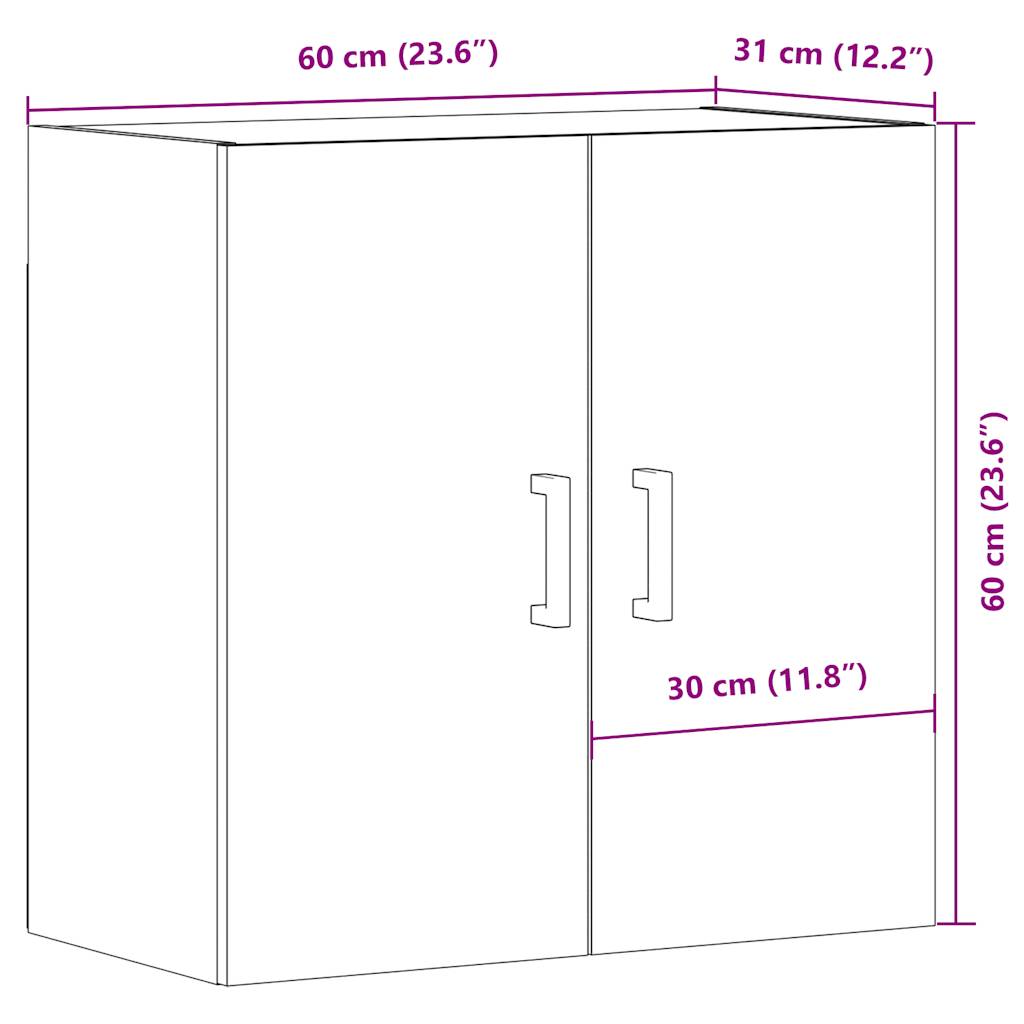 Veggskap Artisan Eik 60X31X60 Cm Konstruert Tre