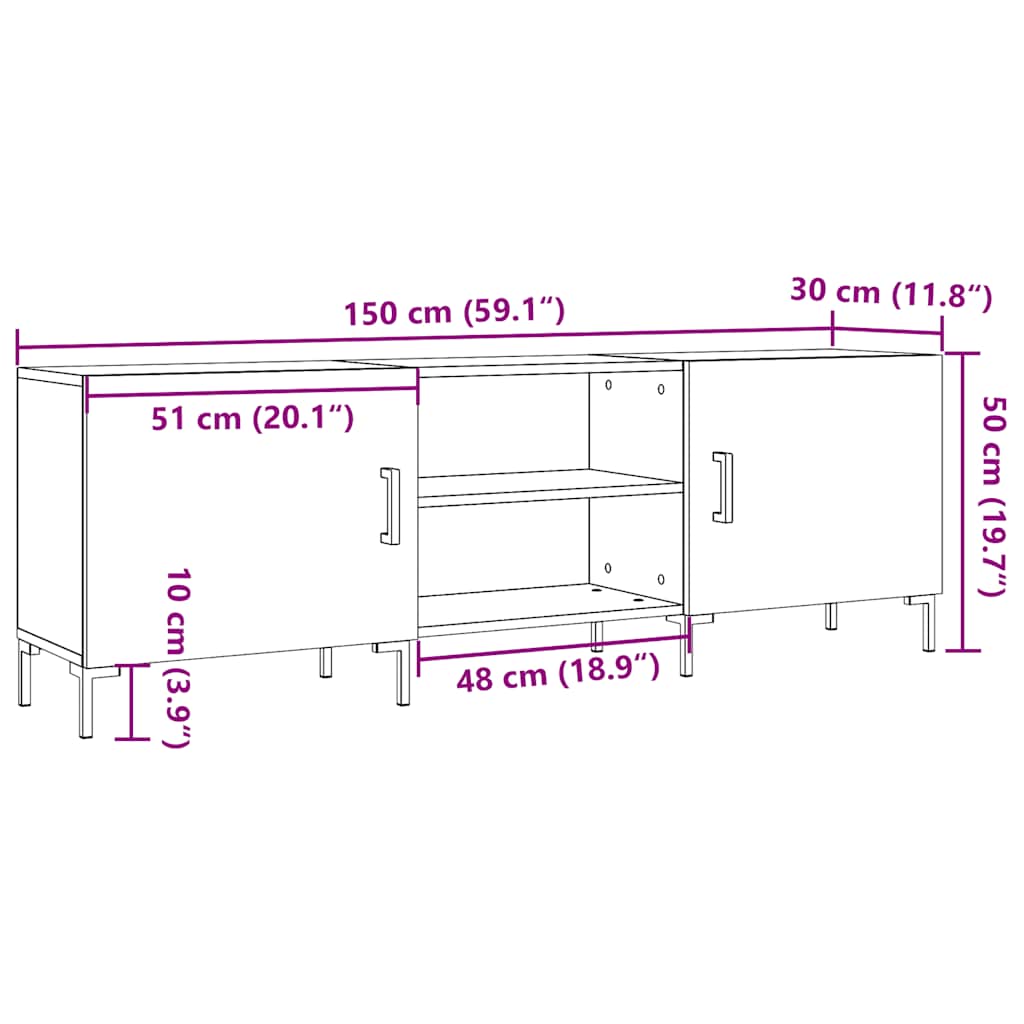 Tv-Benk Gammelt Tre 150X30X50 Cm Konstruert Tre