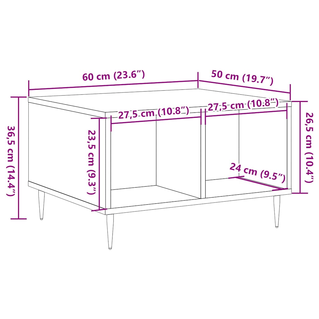 Salongbord Gammelt Tre 60X50X36,5 Cm Konstruert Tre