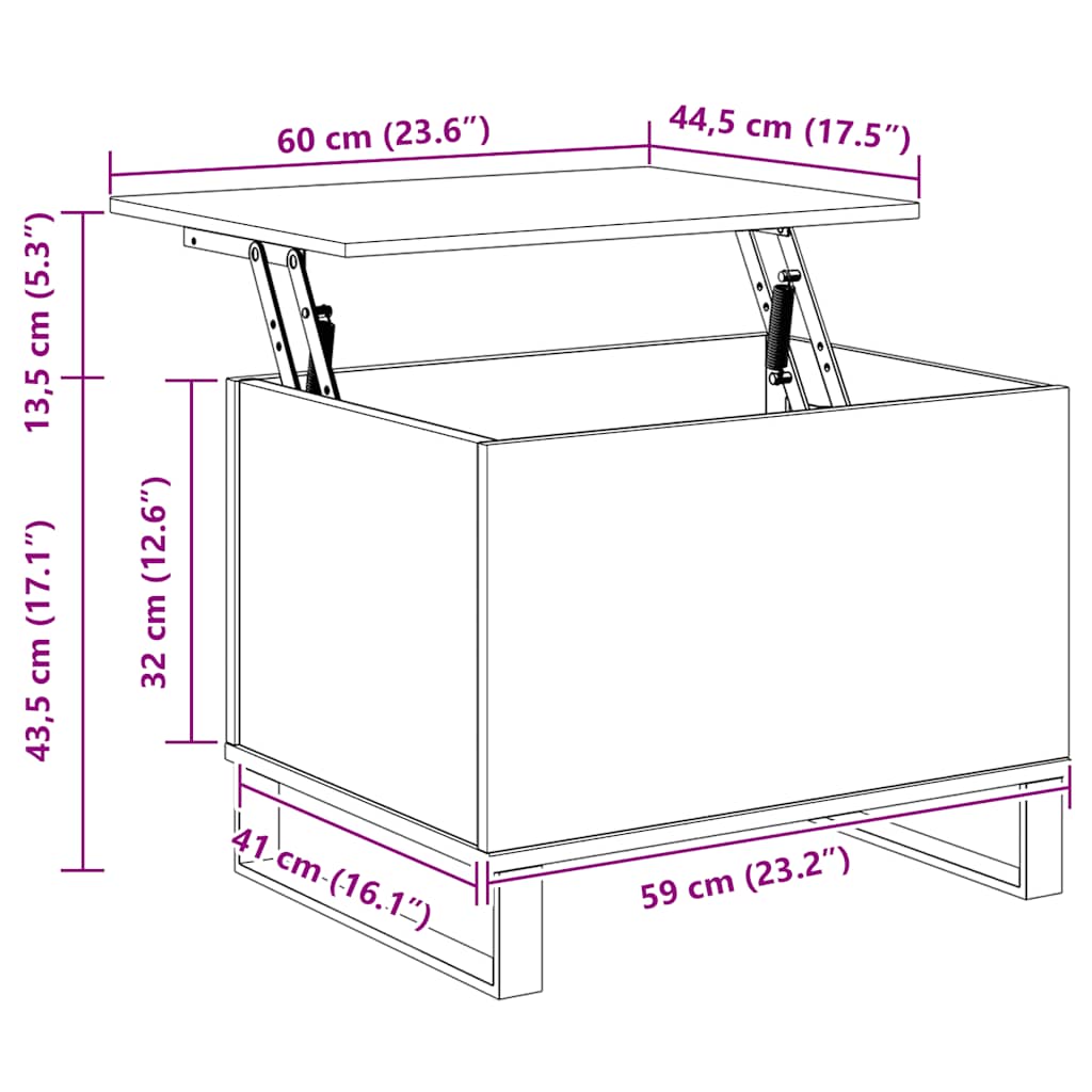 Salongbord Gammelt Tre 60X44,5X45 Cm Konstruert Tre