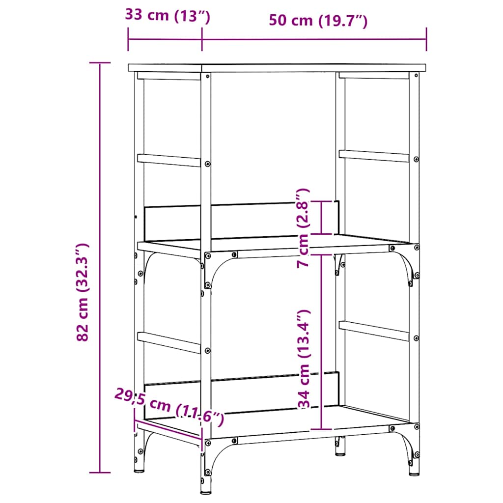 Bokhylle Artisan Eik 50X33X82 Cm Konstruert Tre