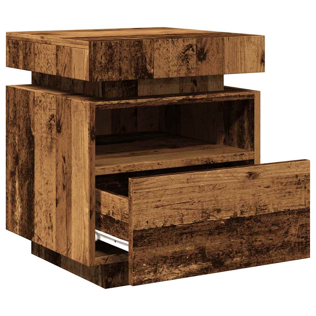 Nattbord Med Led Gammelt Tre 40X39X48,5 Cm
