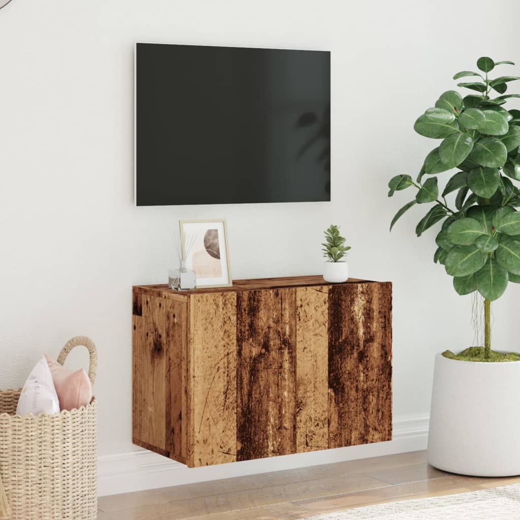 Vegghengt Tv-Benk Gammelt Tre 60X30X41 Cm
