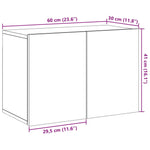 Vegghengt Tv-Benk Gammelt Tre 60X30X41 Cm