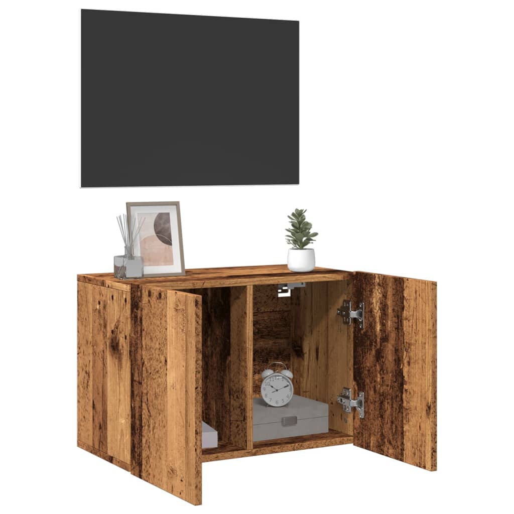 Vegghengt Tv-Benk Gammelt Tre 60X30X41 Cm