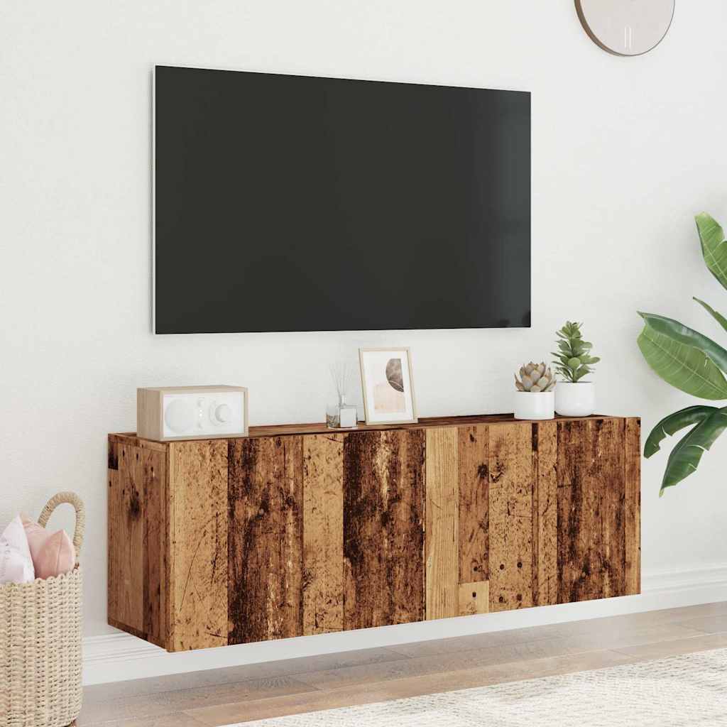 Veggmonterte Tv-Benker 2 Stk Gammelt Tre 60X30X41 Cm