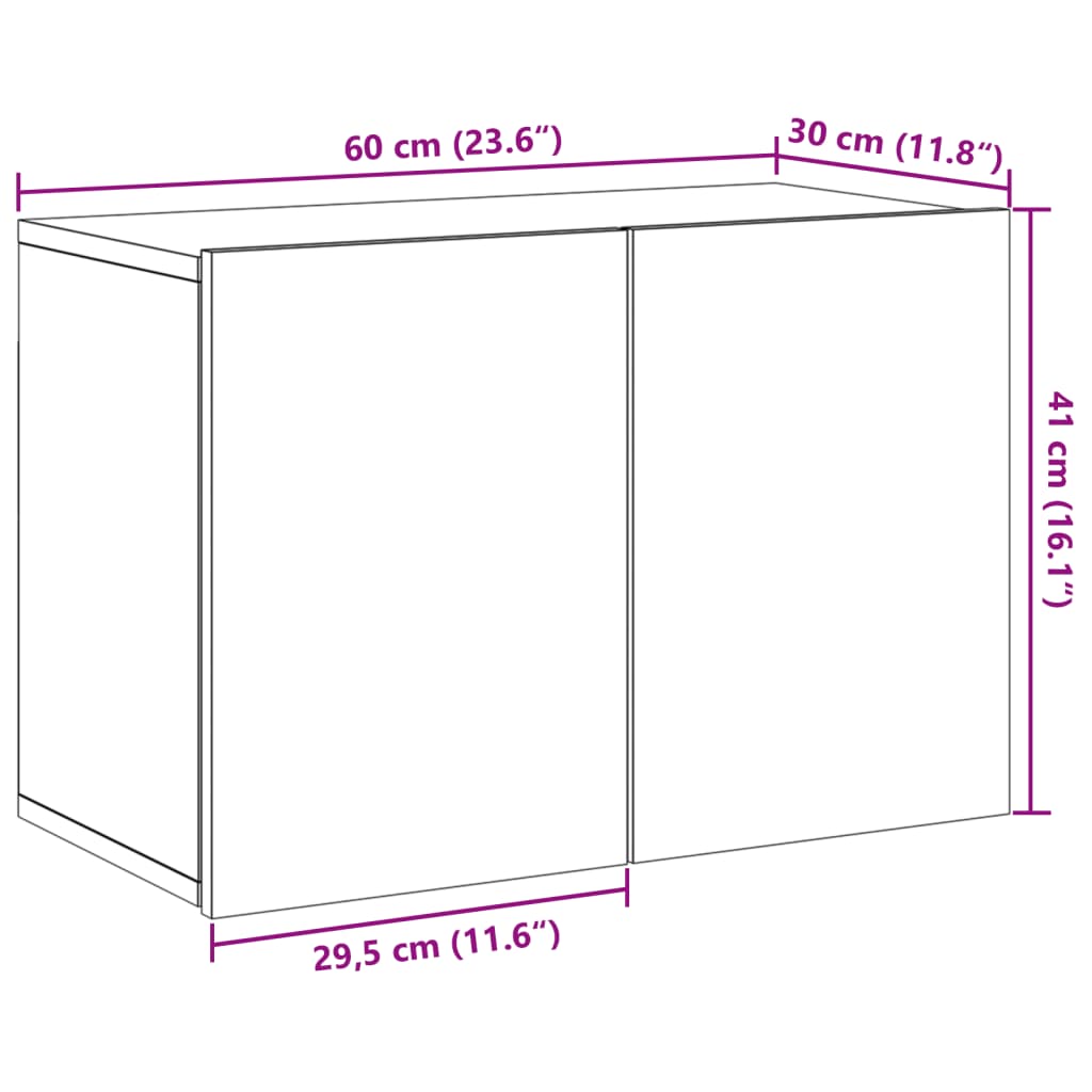 Vegghengt Tv-Benk Artisan Eik 60X30X41 Cm