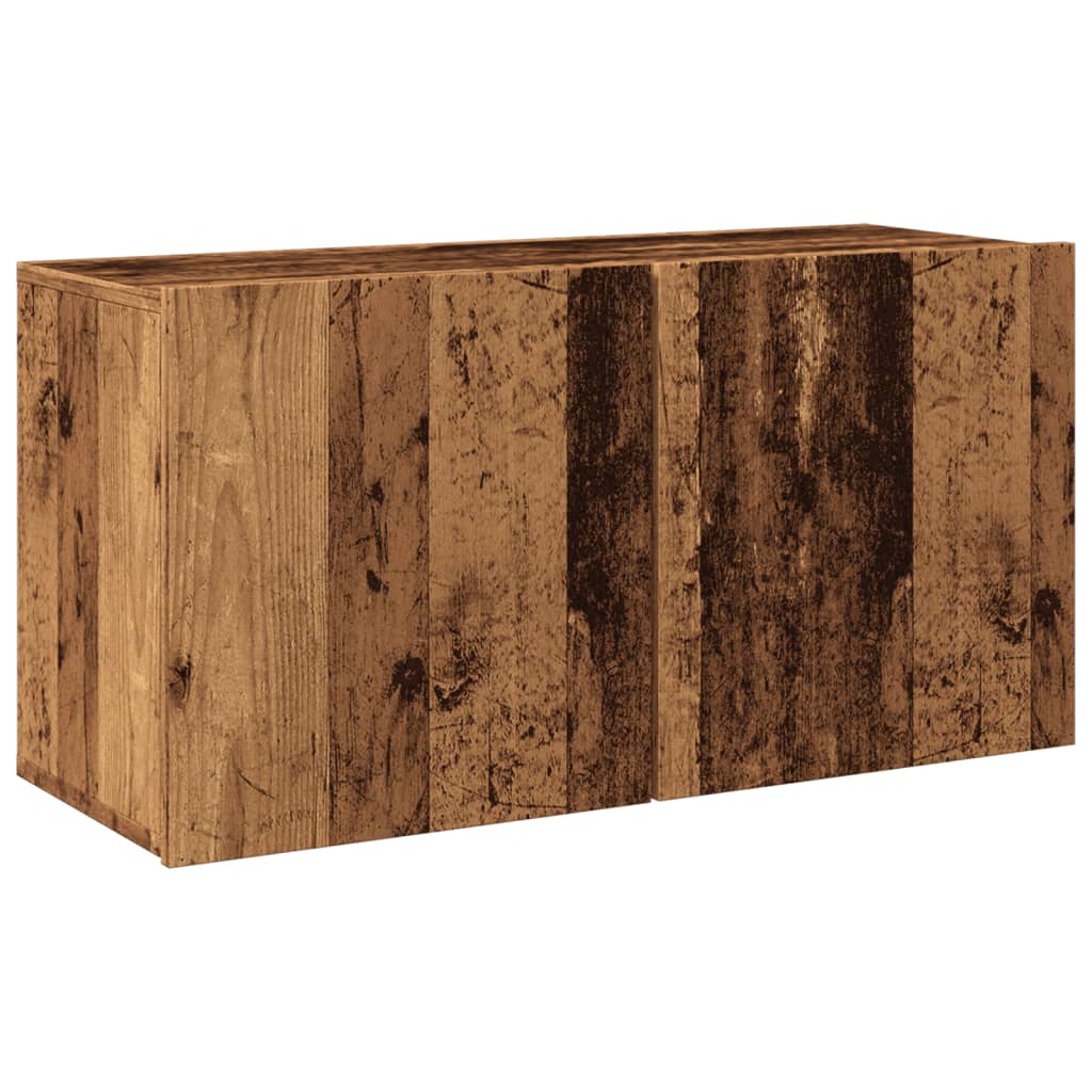 Vegghengt Tv-Benk Gammelt Tre 80X30X41 Cm