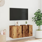 Vegghengt Tv-Benk Gammelt Tre 80X30X41 Cm