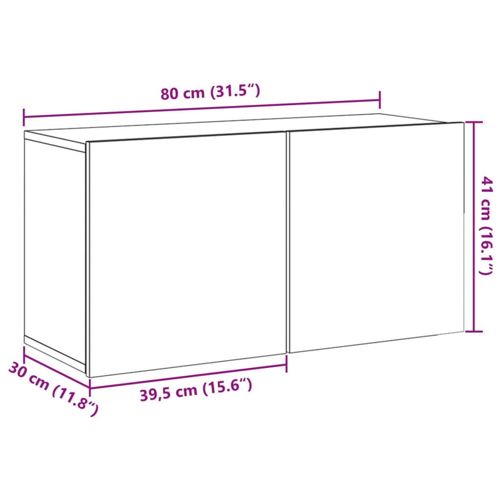 Vegghengt Tv-Benk Gammelt Tre 80X30X41 Cm
