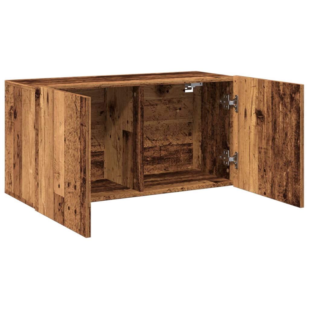 Vegghengt Tv-Benk Gammelt Tre 80X30X41 Cm