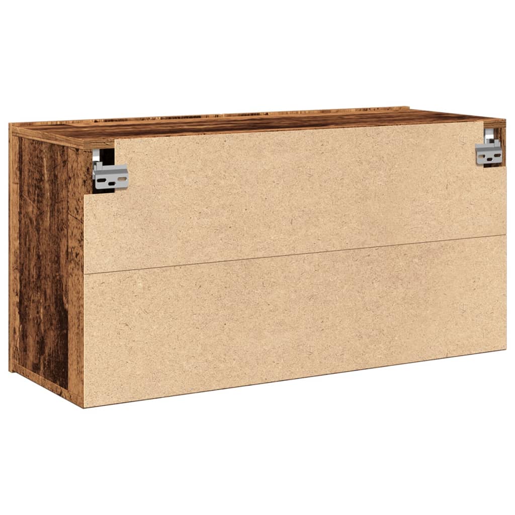 Vegghengt Tv-Benk Gammelt Tre 80X30X41 Cm