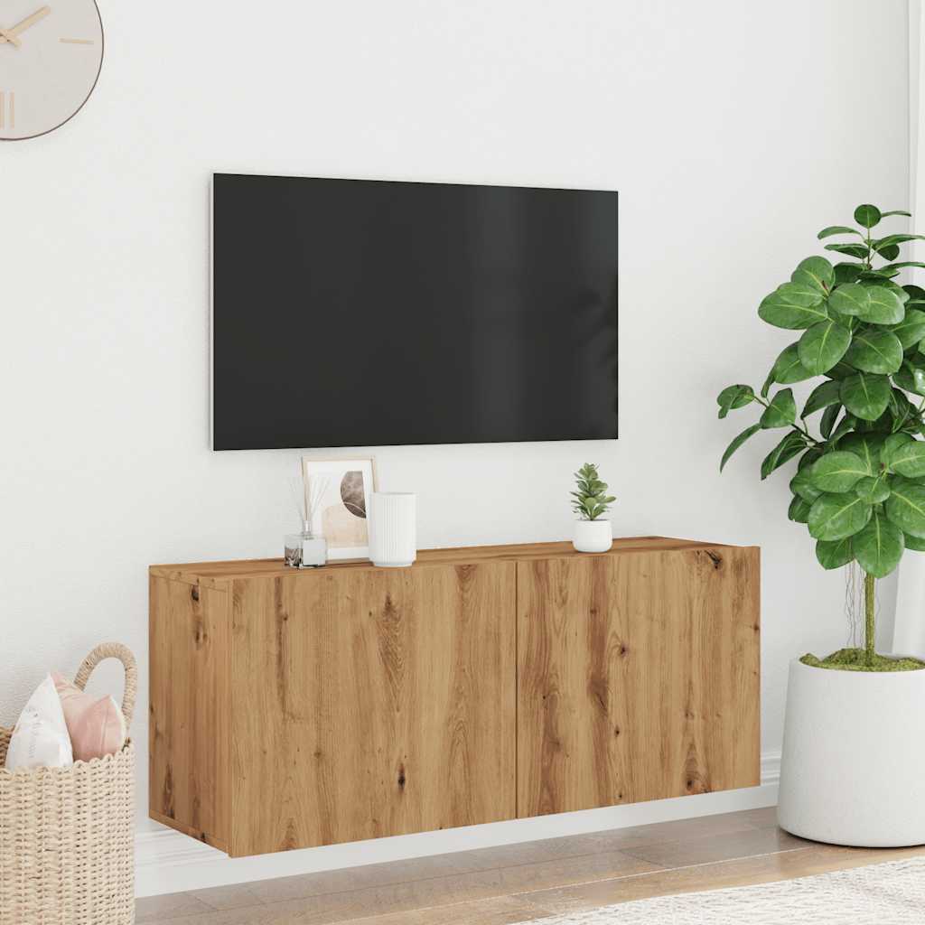 Vegghengt Tv-Benk Artisan Eik 100X30X41 Cm
