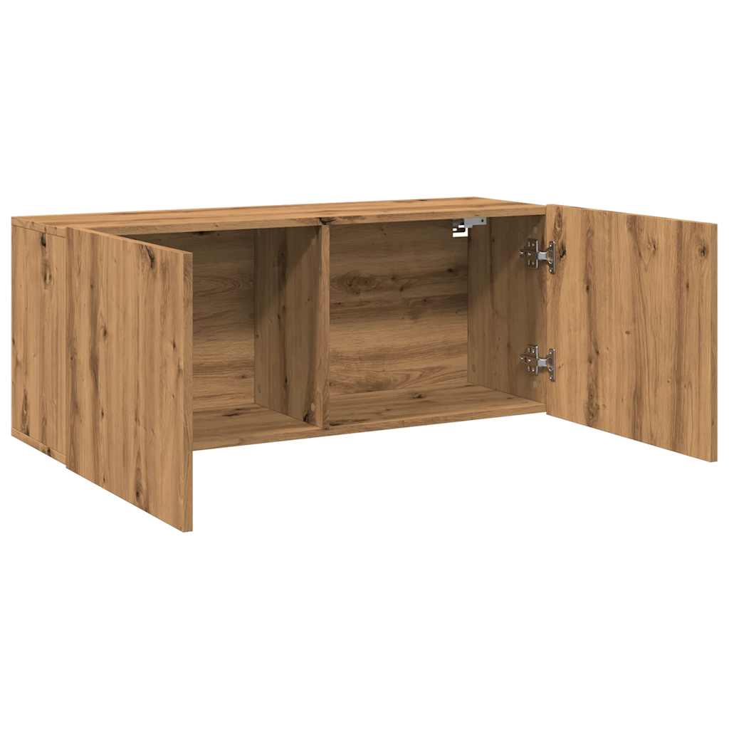 Vegghengt Tv-Benk Artisan Eik 100X30X41 Cm