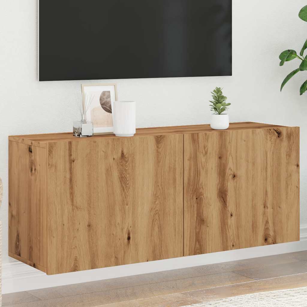 Vegghengt Tv-Benk Artisan Eik 100X30X41 Cm