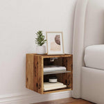 Vegghengt Tv-Benk Med Led Gammelt Tre 30X28,5X30 Cm