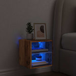 Vegghengt Tv-Benk Med Led Gammelt Tre 30X28,5X30 Cm