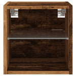 Vegghengt Tv-Benk Med Led Gammelt Tre 30X28,5X30 Cm