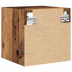 Vegghengt Tv-Benk Med Led Gammelt Tre 30X28,5X30 Cm