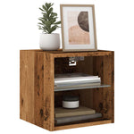 Vegghengt Tv-Benk Med Led Gammelt Tre 30X28,5X30 Cm