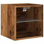 Vegghengt Tv-Benk Med Led 2 Stk Gammelt Tre 30X28,5X30 Cm