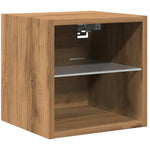 Vegghengt Tv-Benk Med Led Artisan Eik 30X28,5X30 Cm