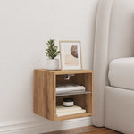 Vegghengt Tv-Benk Med Led Artisan Eik 30X28,5X30 Cm