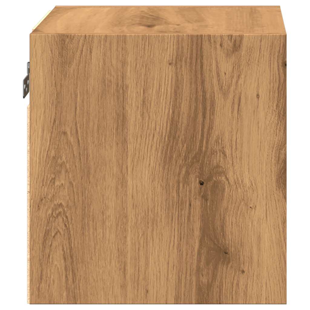 Vegghengt Tv-Benk Med Led Artisan Eik 30X28,5X30 Cm