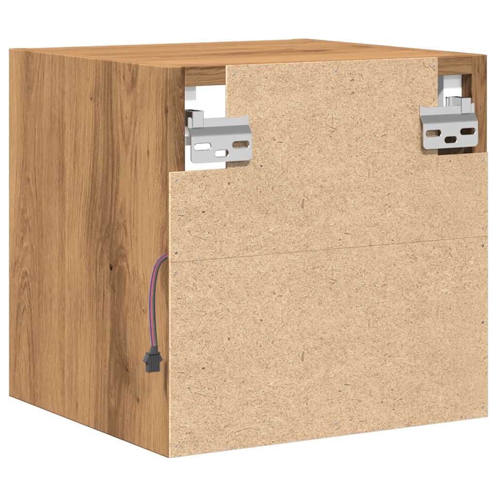 Vegghengt Tv-Benk Med Led Artisan Eik 30X28,5X30 Cm