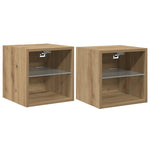 Vegghengt Tv-Benk Med Led 2 Stk Artisan Eik 30X28,5X30 Cm