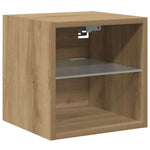 Vegghengt Tv-Benk Med Led 2 Stk Artisan Eik 30X28,5X30 Cm
