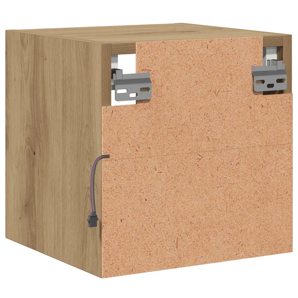 Vegghengt Tv-Benk Med Led 2 Stk Artisan Eik 30X28,5X30 Cm