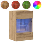 Vegghengte Skap Med Led-Lys For Tv 2 Stk Artisan Eik 40X30X60,5 Cm