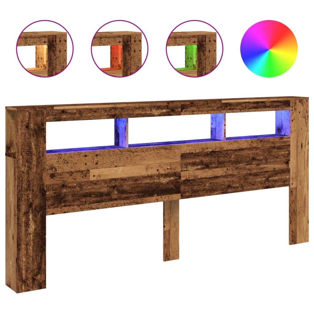 Sengegavl Med Led Gammelt Tre 220X18,5X103,5 Cm Konstruert Tre