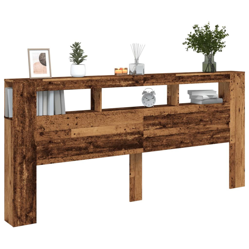 Sengegavl Med Led Gammelt Tre 220X18,5X103,5 Cm Konstruert Tre