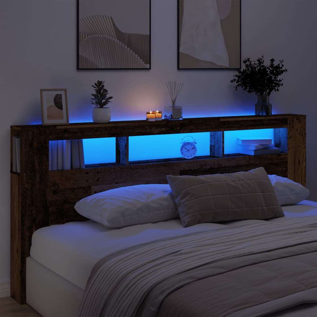Sengegavl Med Led Gammelt Tre 220X18,5X103,5 Cm Konstruert Tre
