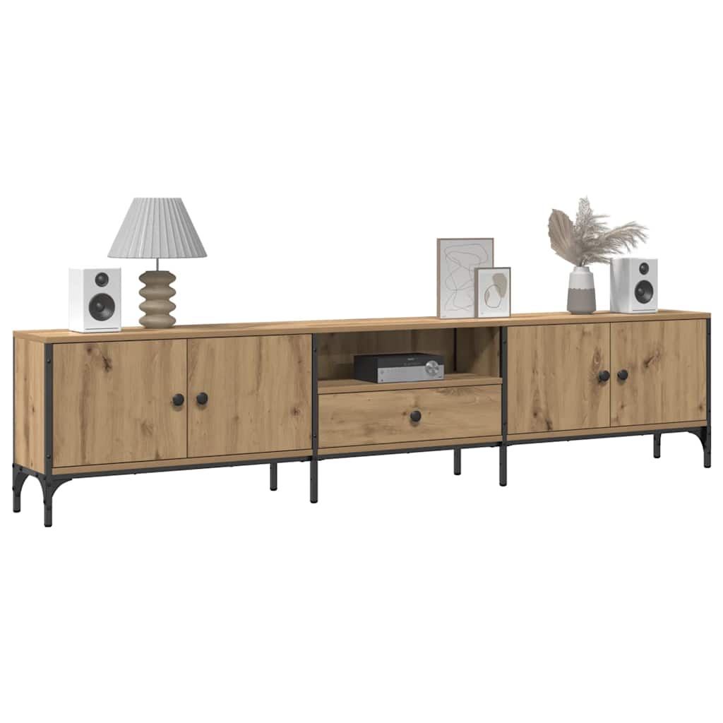 Tv-Benk Med Skuff Artisan Eik 200X25X44 Cm Konstruert Tre